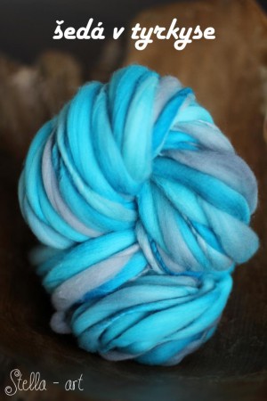 ŠEDÁ V TYRKYSE - vlna merino 